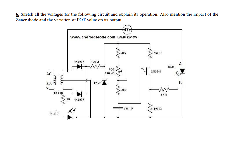 Solved Sketch all the voltages for the following circuit and | Chegg.com