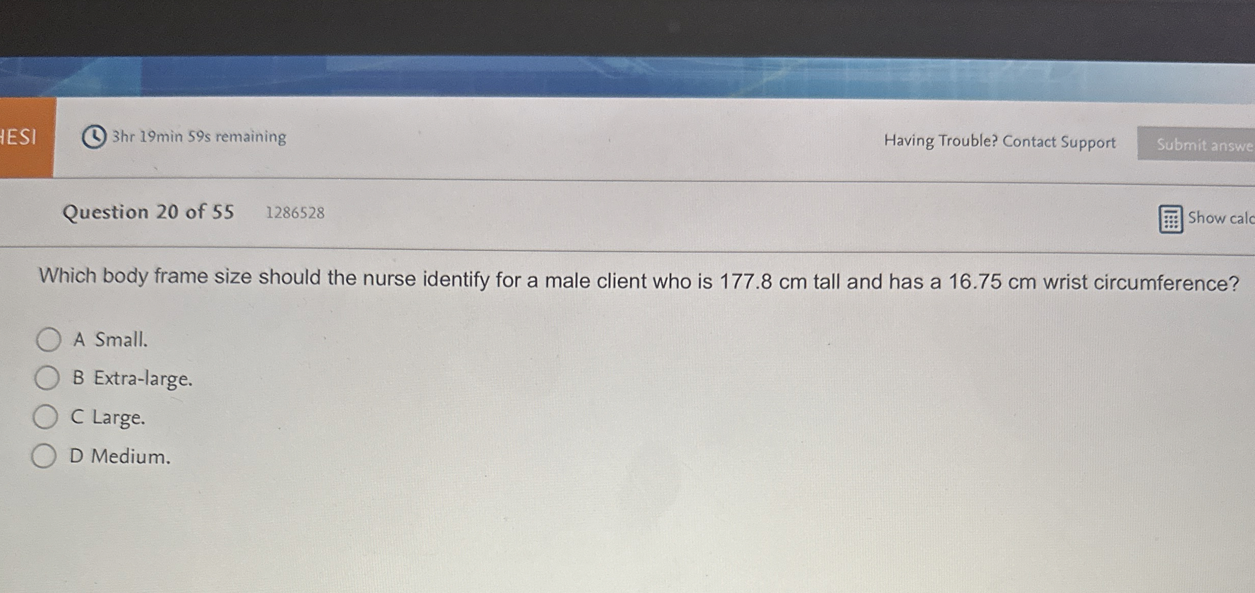 Solved Which body frame size should the nurse identify for a