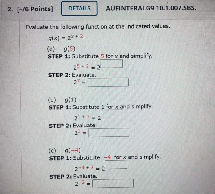 Solved 2. [-76 Points] DETAILS AUFINTERALG9 10.1.007.SBS. | Chegg.com