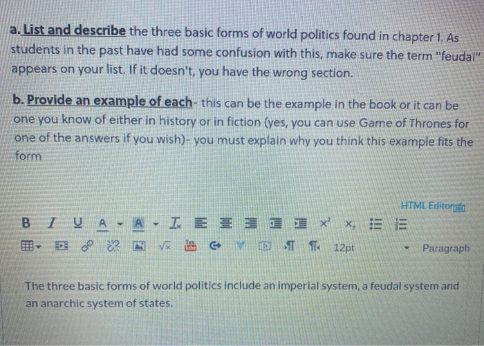 a. List and describe the three basic forms of world | Chegg.com