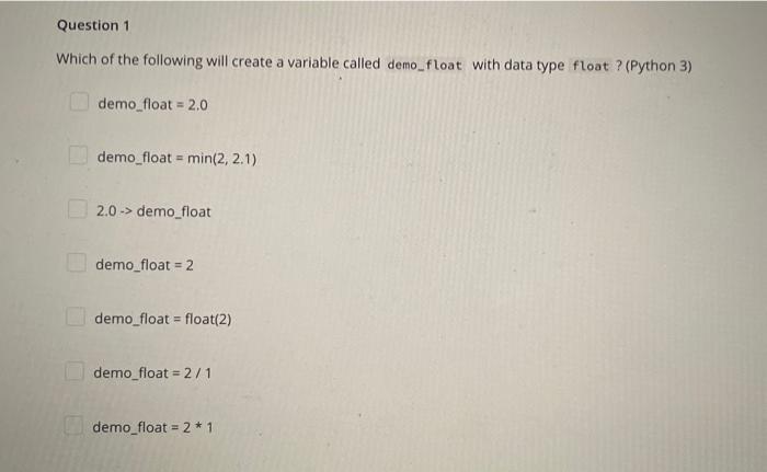 Solved Which of the following will create a variable called | Chegg.com