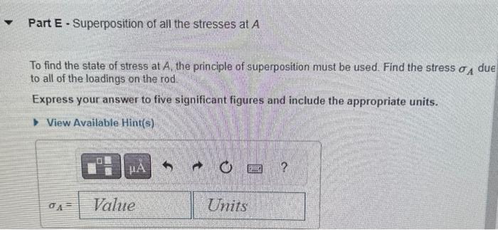 Solved Part C - Stress Due To The Normal Force To Find The | Chegg.com