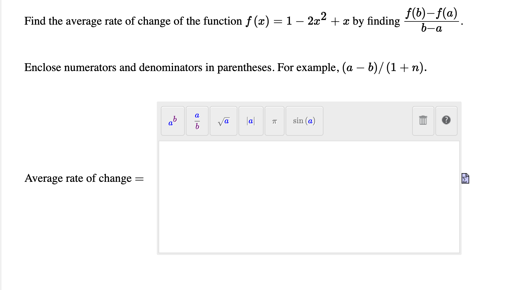 Solved Find the average rate of change of the function | Chegg.com