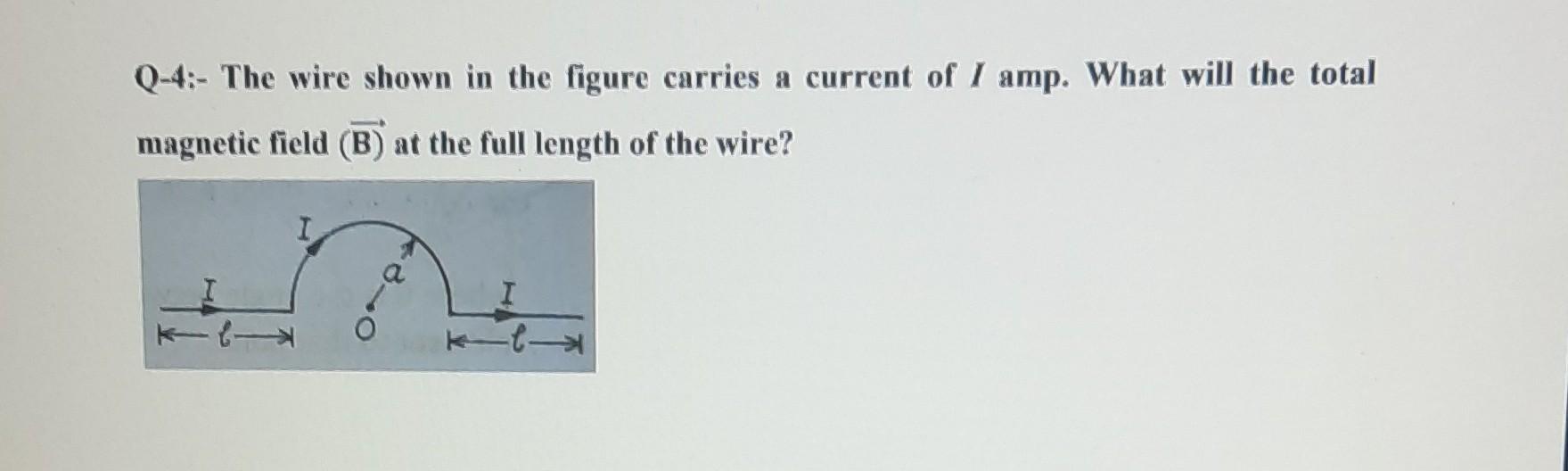 Solved Q-4:- The wire shown in the figure carries a current | Chegg.com