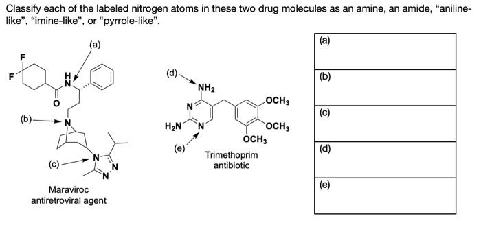 Solved Classify each of the labeled nitrogen atoms in these | Chegg.com