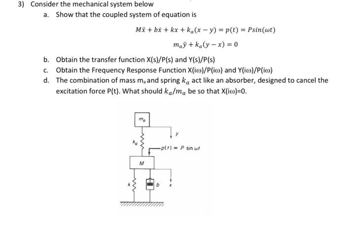 Solved 3) Consider the mechanical system below a. Show that | Chegg.com
