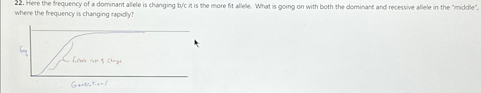 Solved Here the frequency of a dominant allele is changing | Chegg.com