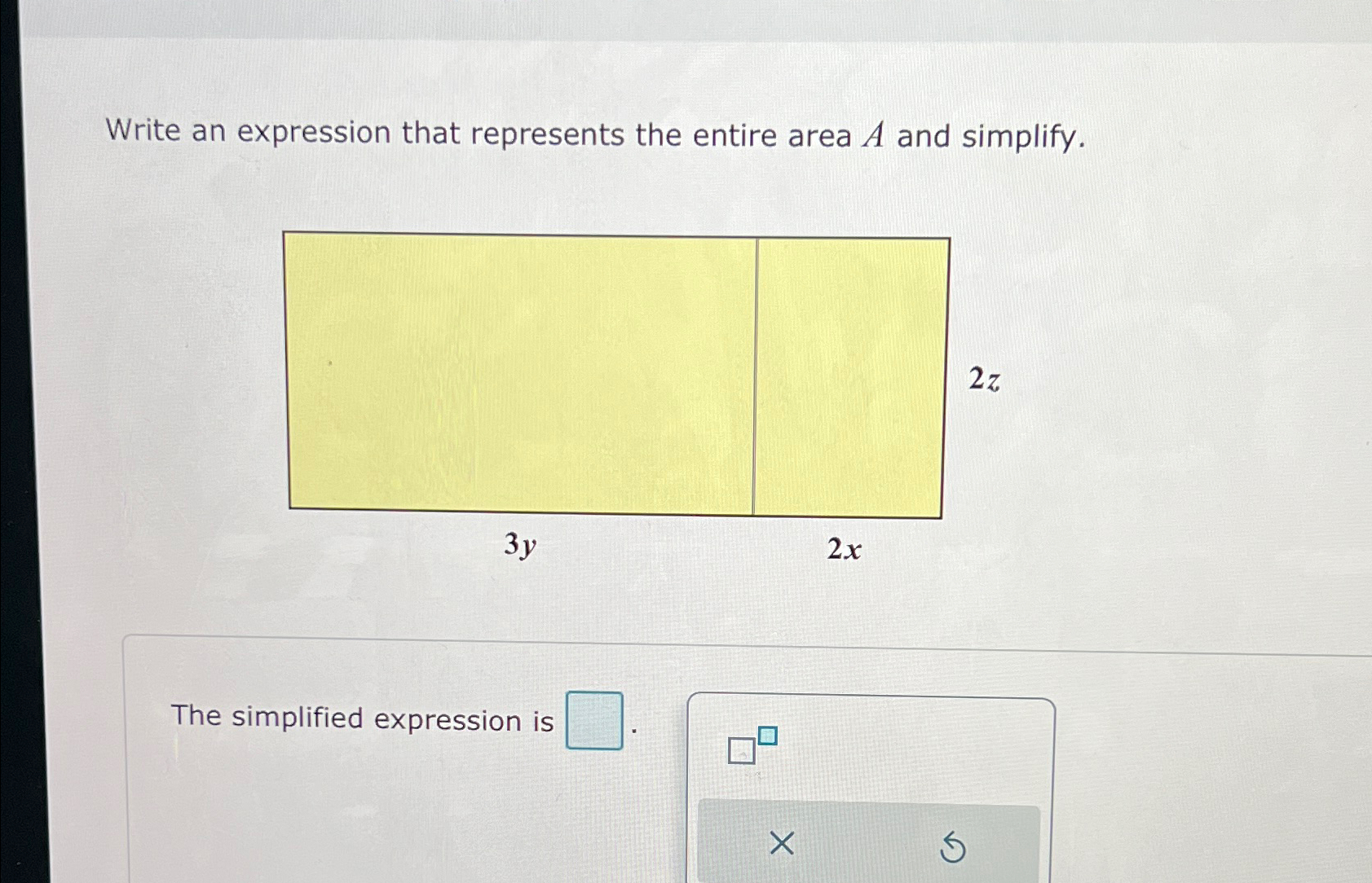 Solved Write an expression that represents the entire area A | Chegg.com