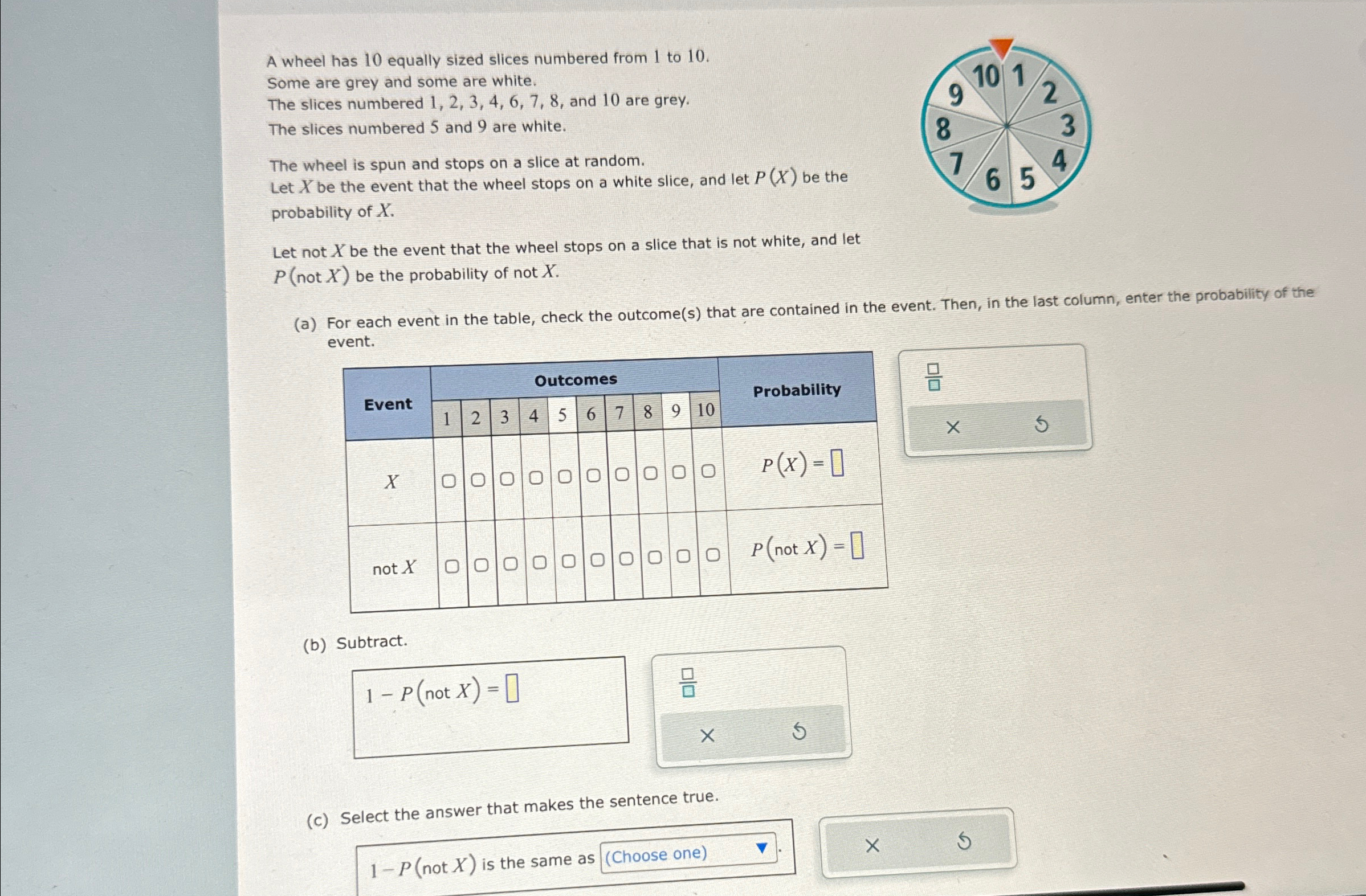 Solved A wheel has 10 ﻿equally sized slices numbered from 1 | Chegg.com
