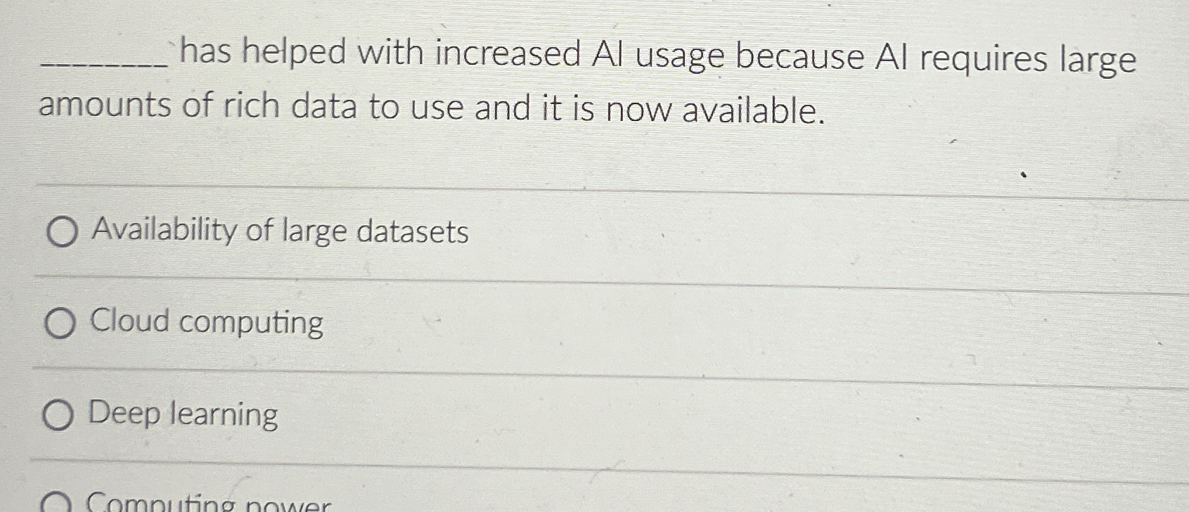 Solved has helped with increased Al usage because Al | Chegg.com
