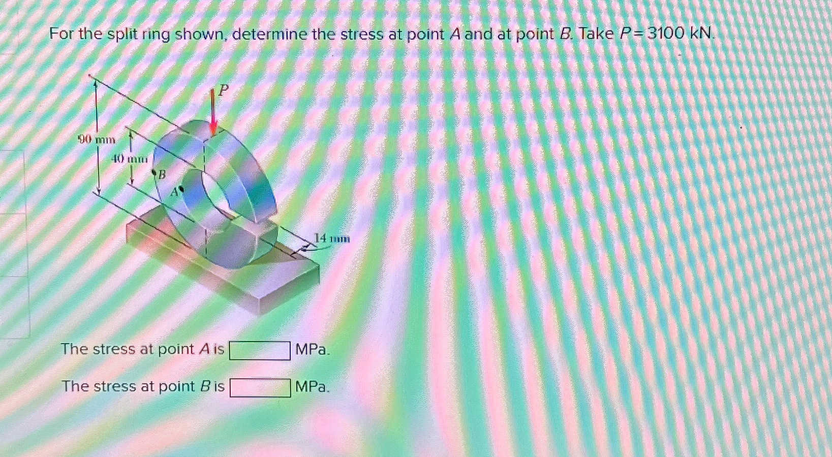 For the split ring shown, determine the stress at | Chegg.com