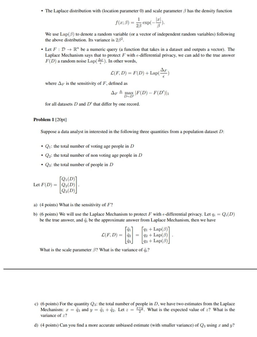 Solved - The Laplace distribution with (location parameter 0 | Chegg.com