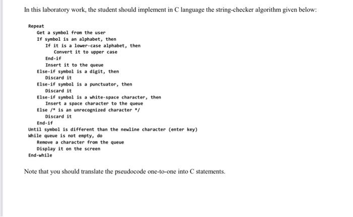 Solved In this laboratory work, the student should implement | Chegg.com