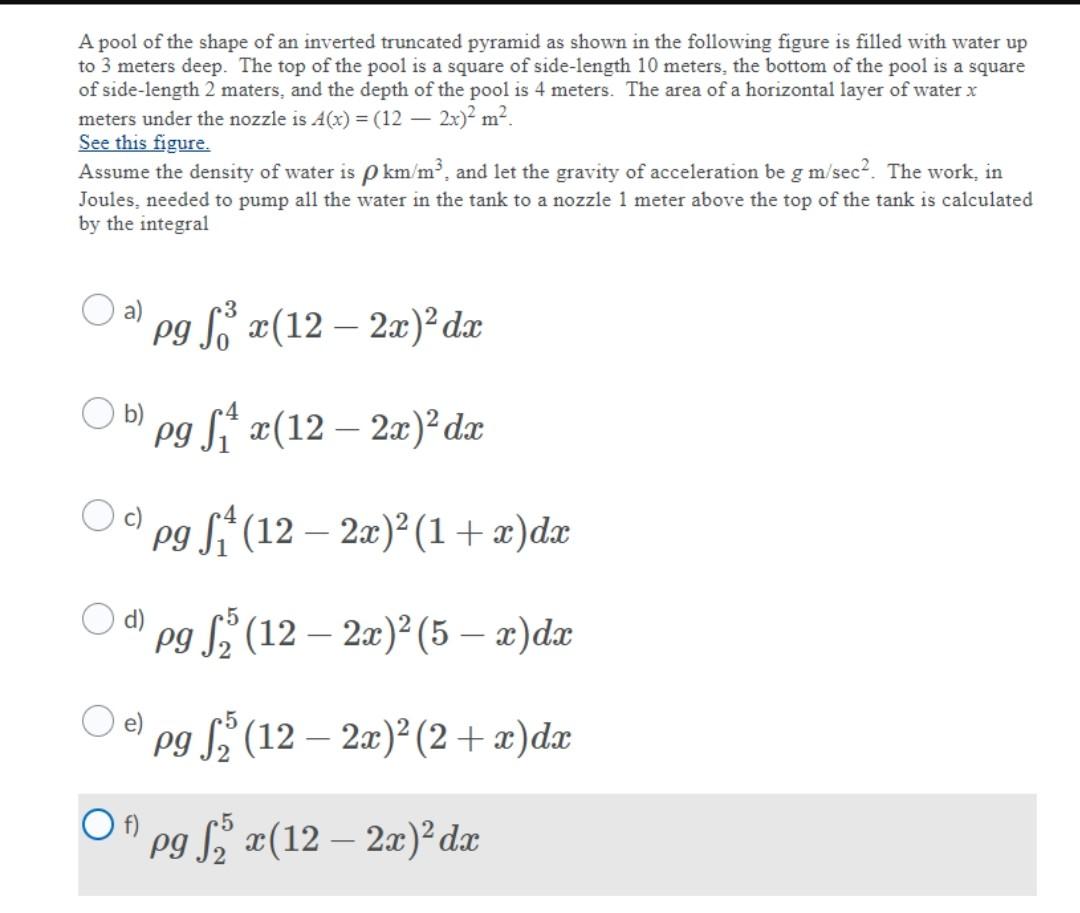Solved A pool of the shape of an inverted truncated pyramid | Chegg.com