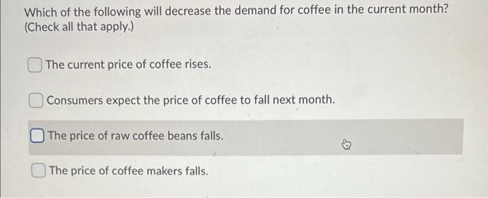 Solved Which of the following will decrease the demand for | Chegg.com