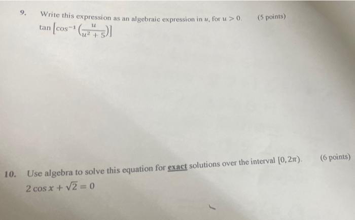 Solved 9. Write this expression as an algebraic expression | Chegg.com