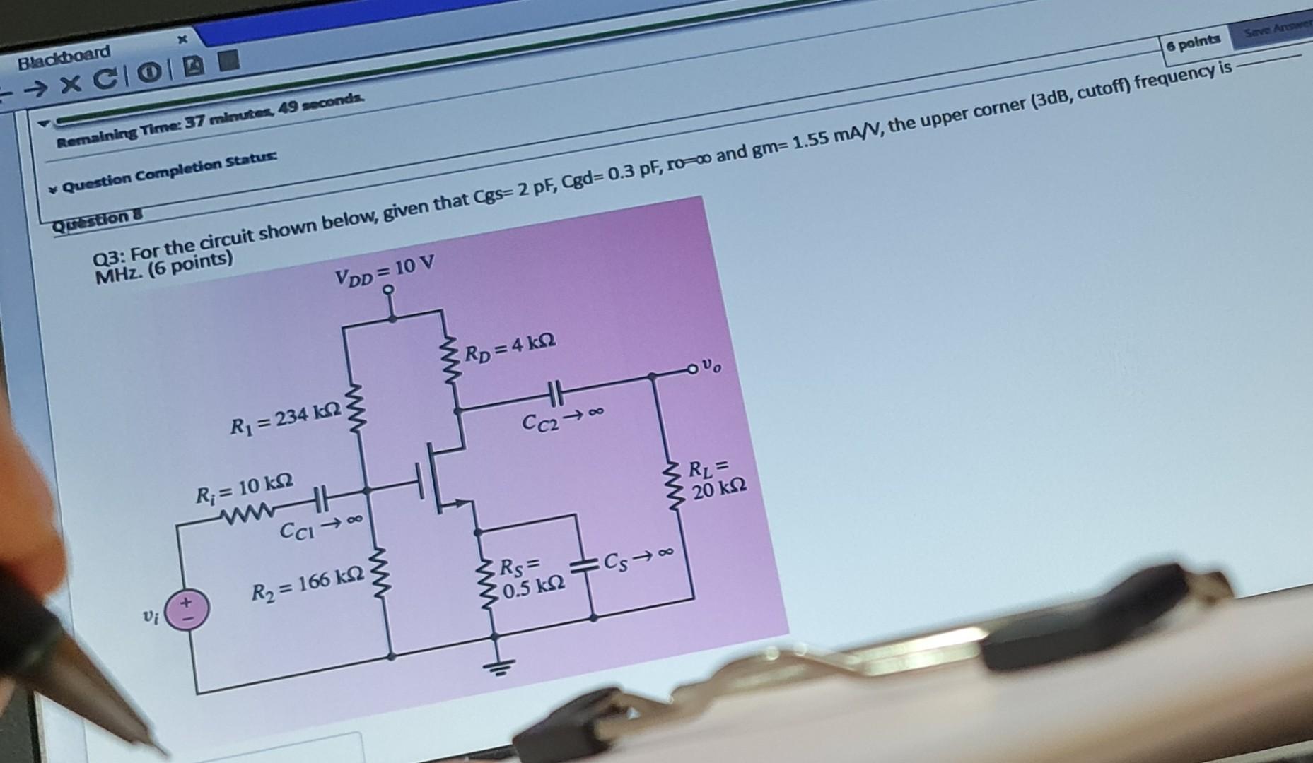 Solved Save Answer Blackboard → X CIOID Remaining Time: 37 | Chegg.com