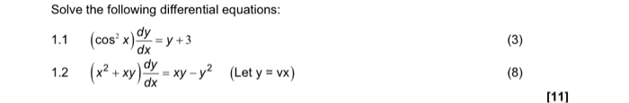 Solved QUESTION 1 Solve the following differential | Chegg.com