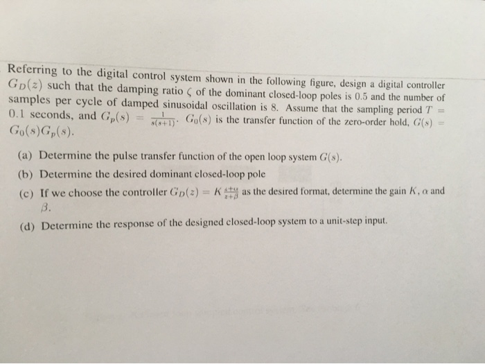 Referring to the digital control system shown in the | Chegg.com