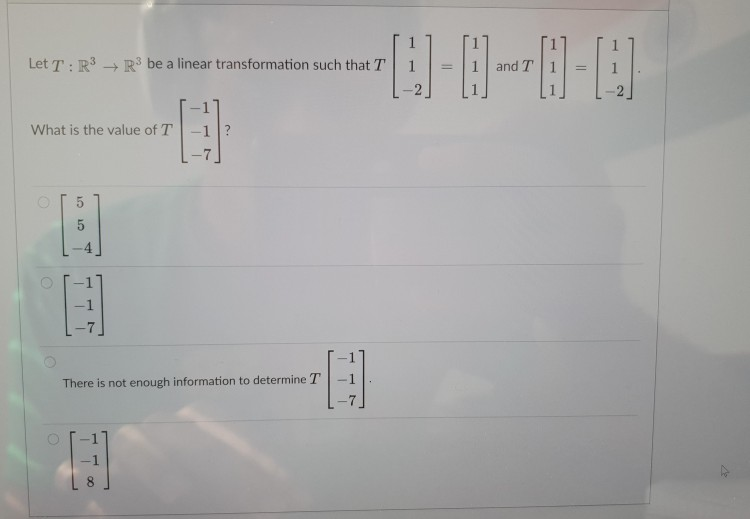 Solved 1 Let T:R3 → R3 be a linear transformation such that | Chegg.com