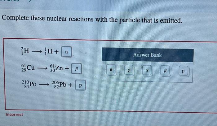 Solved Complete These Nuclear Reactions With The Particle | Chegg.com