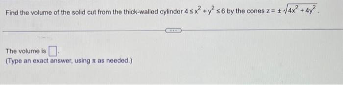 Solved Find the volume of the solid cut from the | Chegg.com