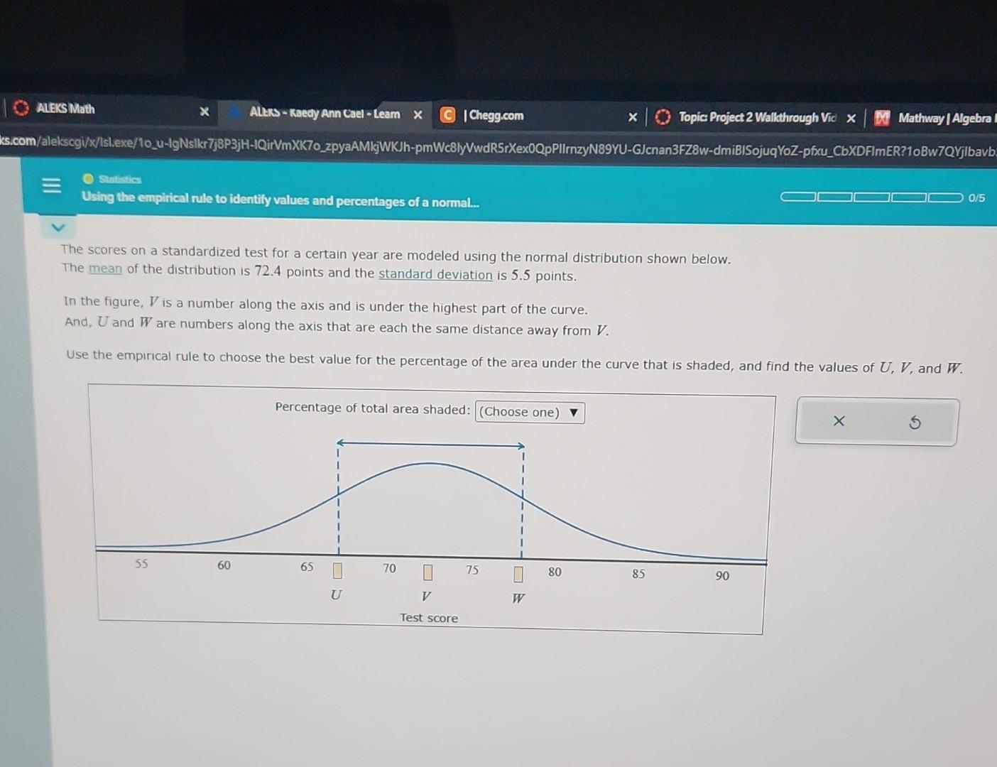 Solved The scores on a standardized test for a certain year | Chegg.com