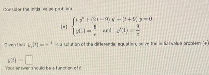 Solved Consider the initial value problem (*) | Chegg.com