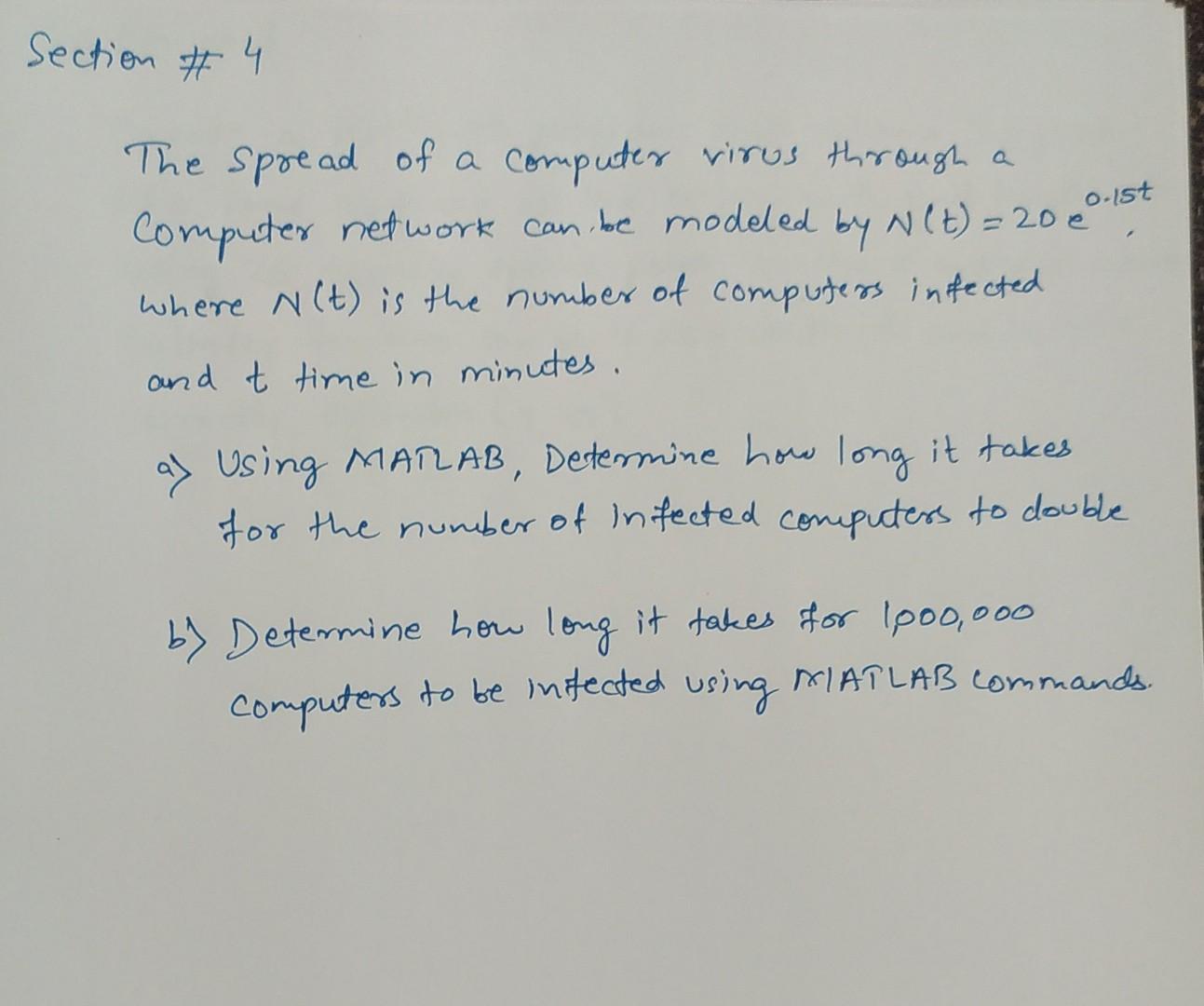 Solved The spread of a computer virus through a Computer | Chegg.com