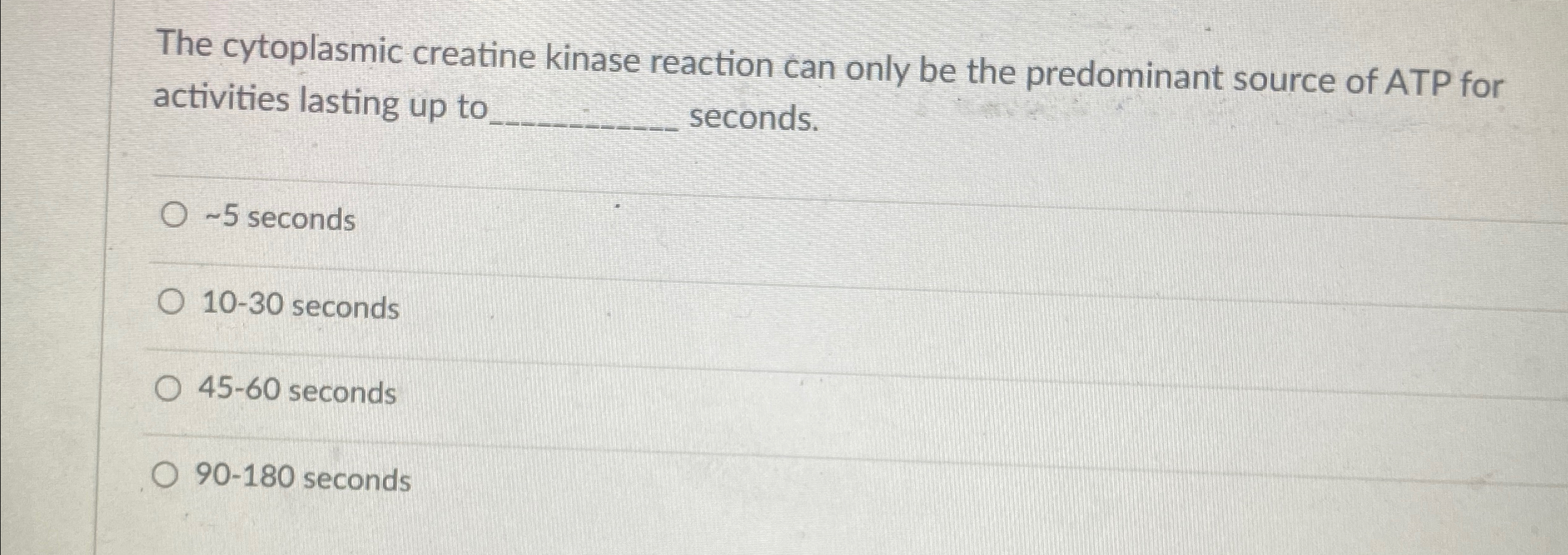 Solved The cytoplasmic creatine kinase reaction can only be | Chegg.com