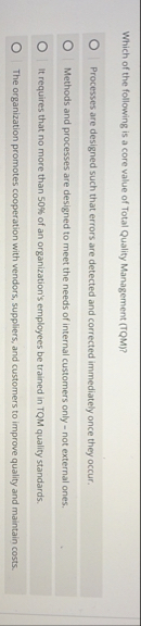 Solved Which of the following is a core value of Total | Chegg.com