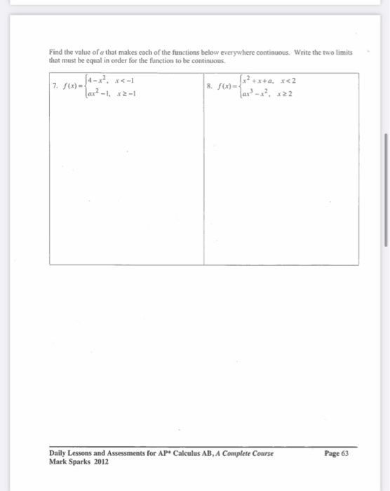 Solved Find the value of that makes each of the functions | Chegg.com