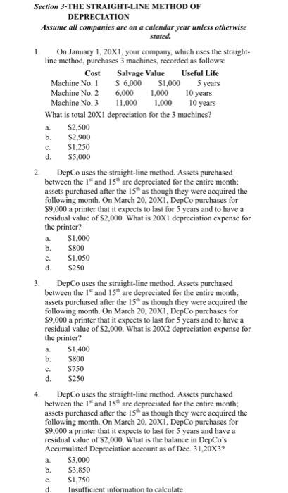 Solved c. d. Section 3-THE STRAIGHT-LINE METHOD OF | Chegg.com