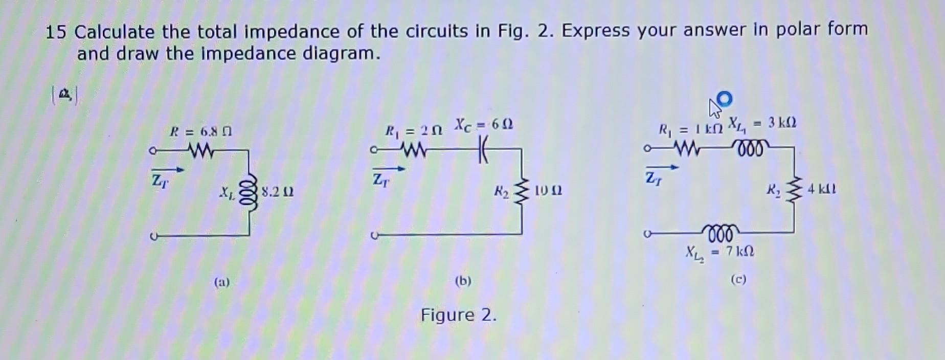 Solved calculate the total impedance of the circuits. | Chegg.com