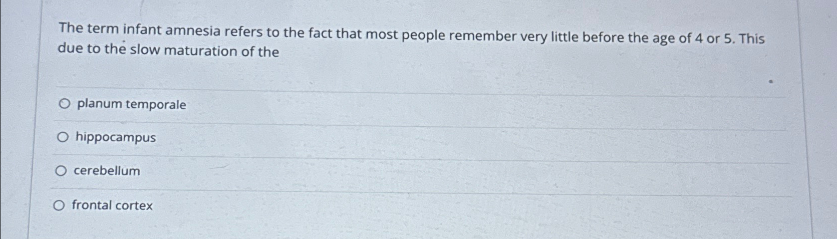 Solved The term infant amnesia refers to the fact that most | Chegg.com