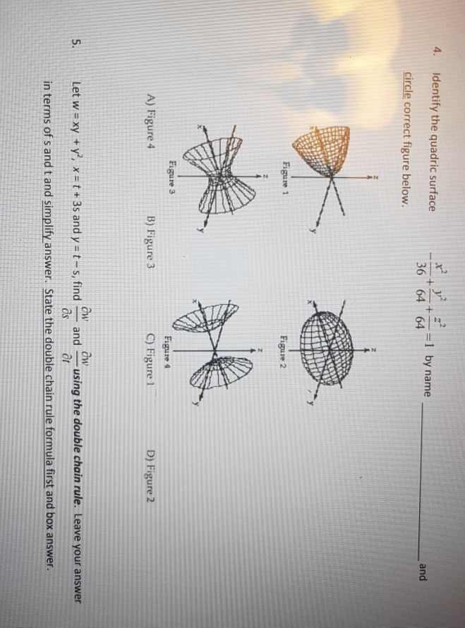 Solved 4 Identify The Quadric Surface X Y 2 1 By Name Chegg Com