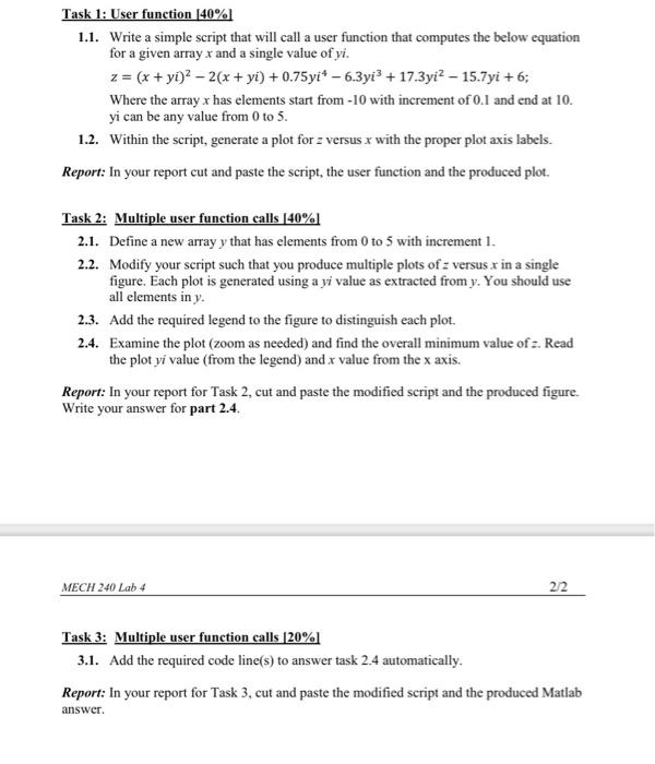 Solved Task 1: User function (40% 1.1. Write a simple script | Chegg.com