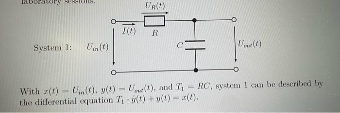 Solved System 1: With x(t)=Uin (t),y(t)=Uout (t), and T1=RC, | Chegg.com