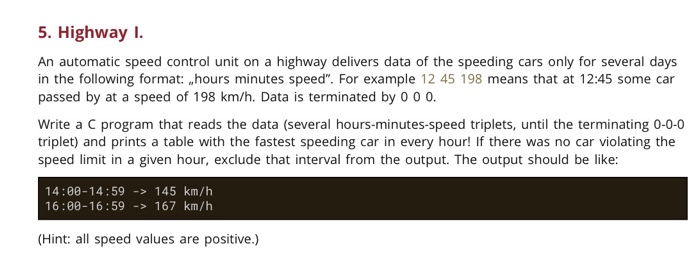 Solved 5. Highway I. An automatic speed control unit on a | Chegg.com