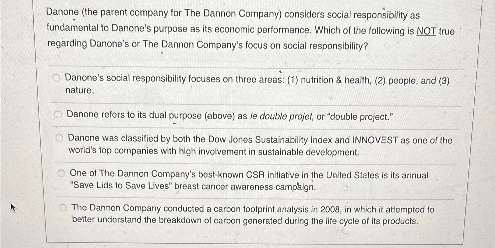 Solved Danone (the parent company for The Dannon Company)