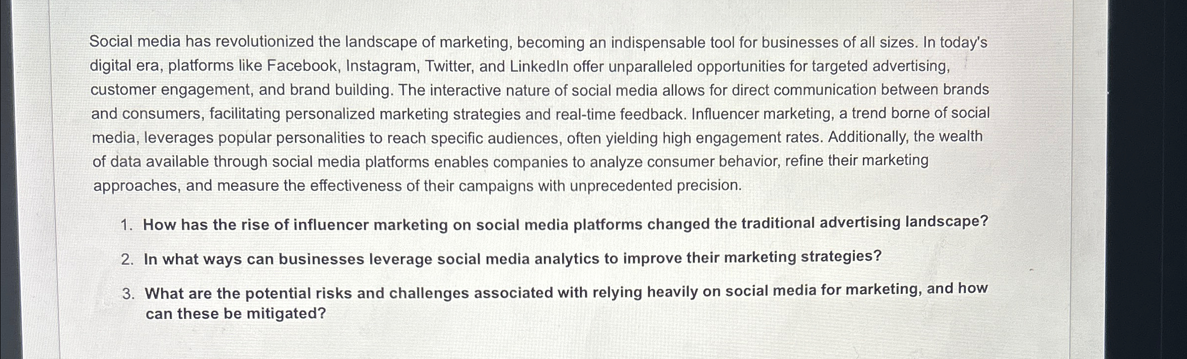 Solved Social media has revolutionized the landscape of | Chegg.com