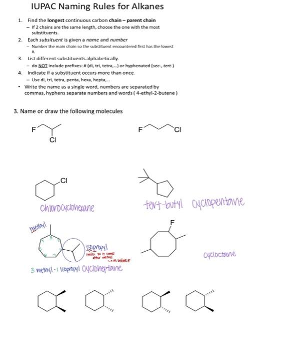 [Solved] IUPAC Naming Rules for Alkanes 1. Find the longes