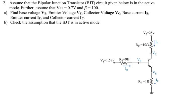 Solved 2. Assume that the Bipolar Junction Transistor (BJT) | Chegg.com