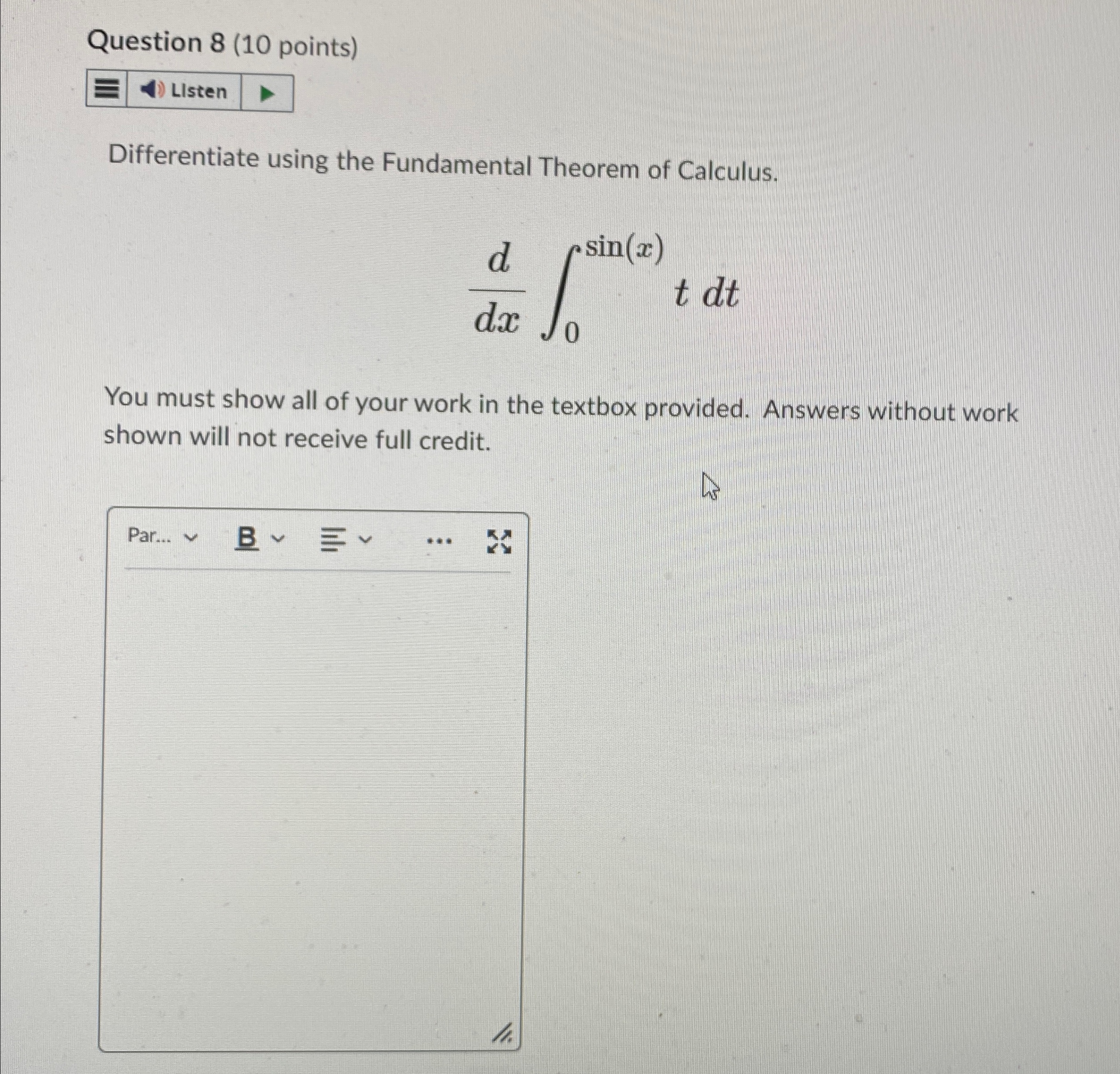 Solved Question 8 (10 ﻿points)Differentiate using the | Chegg.com