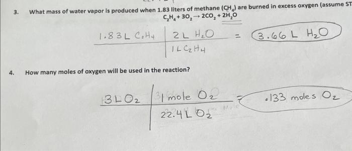 Solved 3. What mass of water vapor is produced when 1.83 Chegg