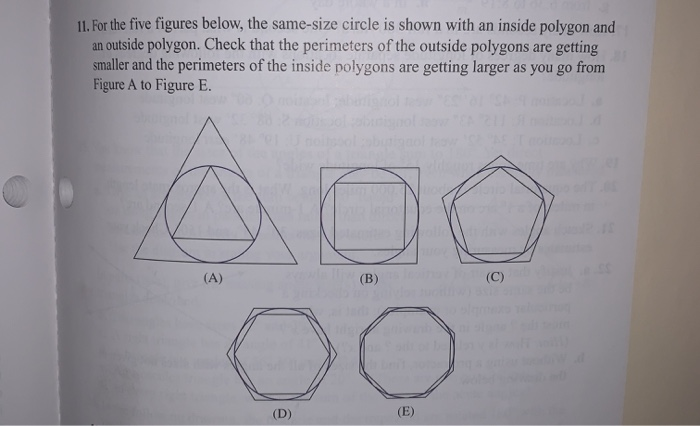 Solved 11. For the five figures below, the same-size circle | Chegg.com