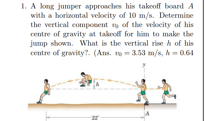 Vertical Rise Solved A long jumper approaches his takeoff board A with a | Chegg.com