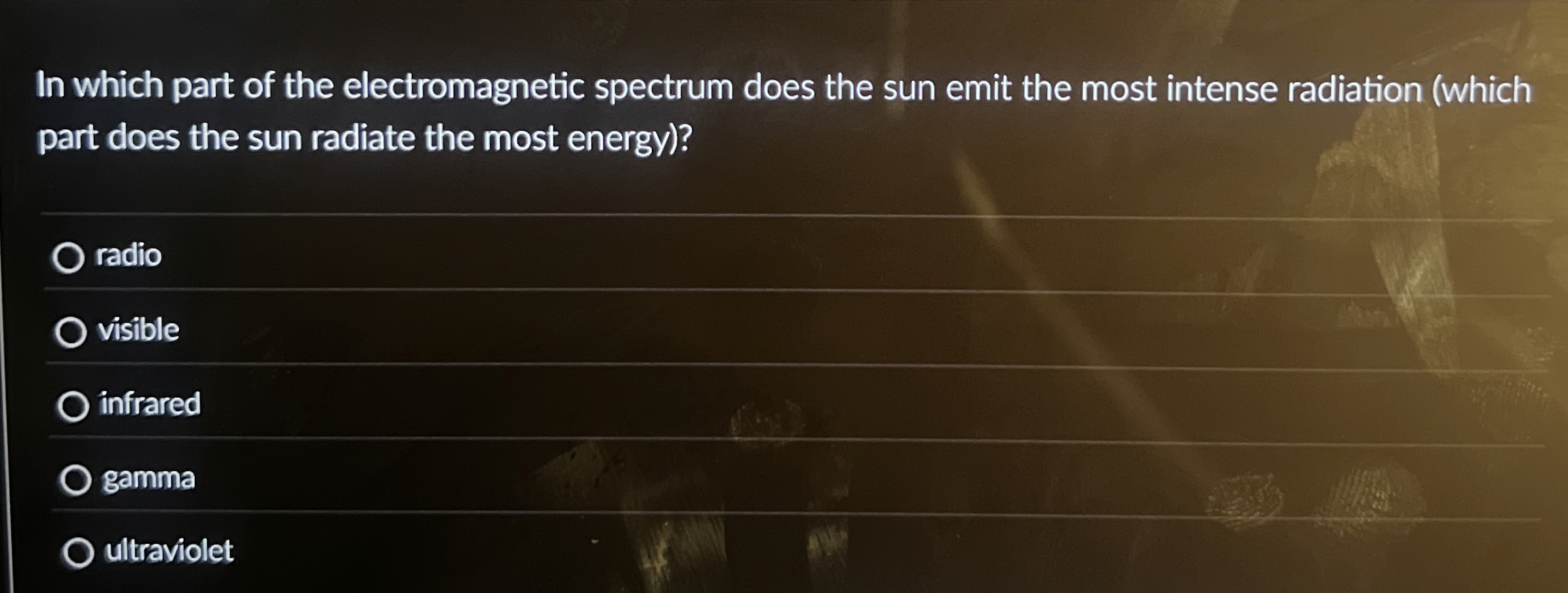 Solved In which part of the electromagnetic spectrum does | Chegg.com