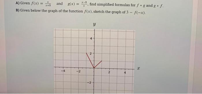 Solved A Given F X X 8x And G X Xx−8 Find Simplified