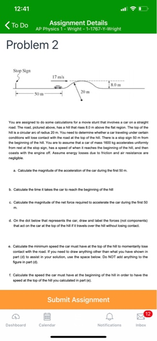 Solved 12:41 To Do O Assignment Details AP Physics 1 - | Chegg.com